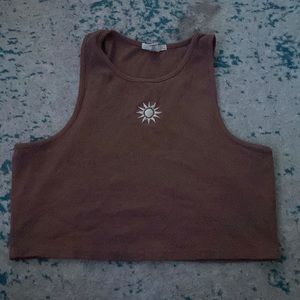 Full Tilt brown wife beater with sun embroidered on the front. Size medium